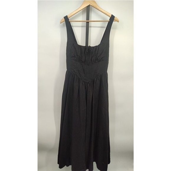 Quince 100% European Linen Corset Midi Dress black M - Picture 2 of 4